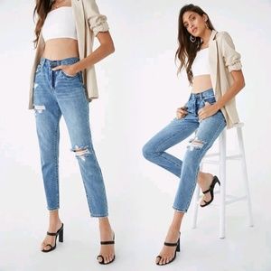 Forever 21 High-Rise Distressed Jeans
